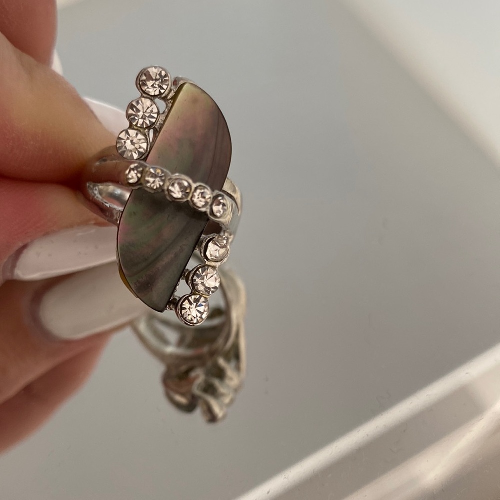 Silver ring with crystals